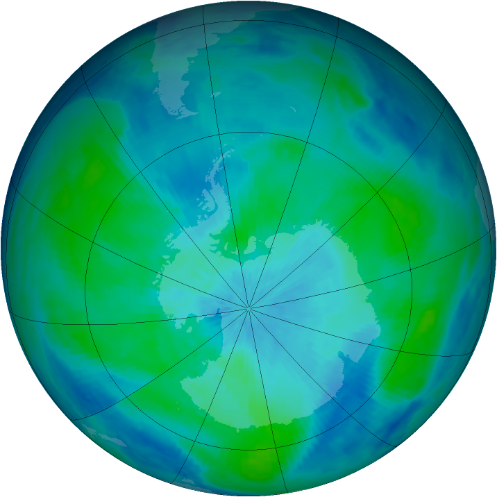 Antarctic ozone map for 12 March 1998